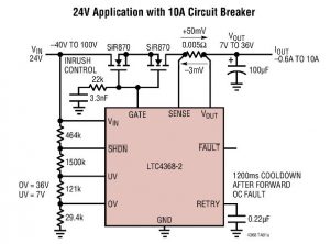 Bi-directional circuit breaker IC also protects against bi-polar voltages