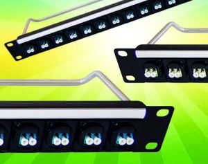 16 optical fibre connectors in 1U rack panel